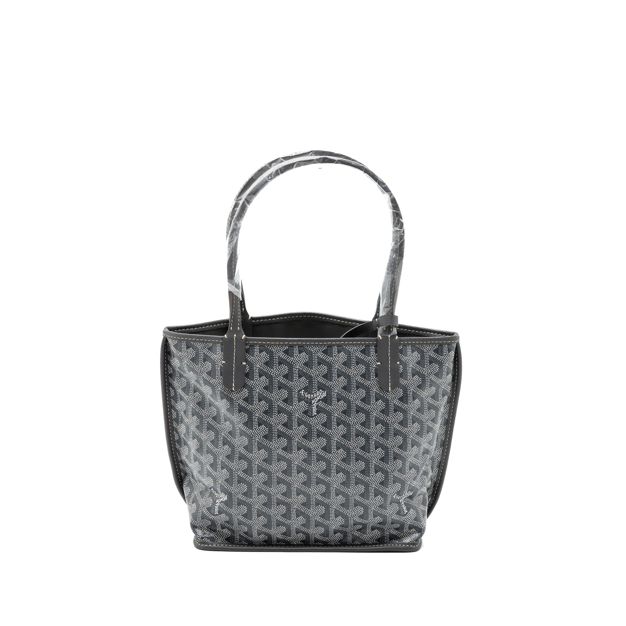GOYARD MINI ANJOU TOTE BAG CANVAS / CALFSKIN GREY SHW