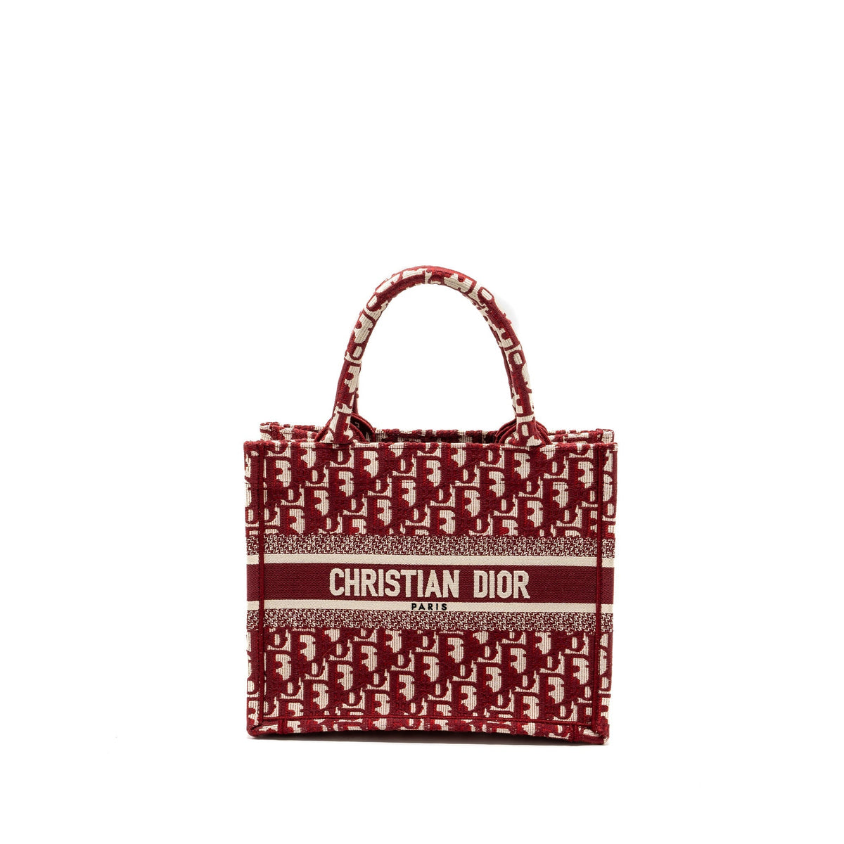 DIOR SMALL BOOK TOTE OBLIQUE EMBROIDERY CANVAS RED