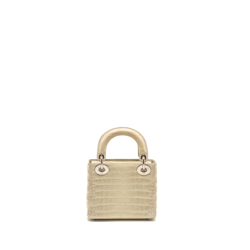 DIOR MINI LADY DIOR HIMALAYAN CROCODILE WHITE SHW