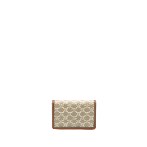 CELINE MARGO WALLET ON CHAIN TRIOMPHE CANVAS / CALFSKIN GREGE GHW