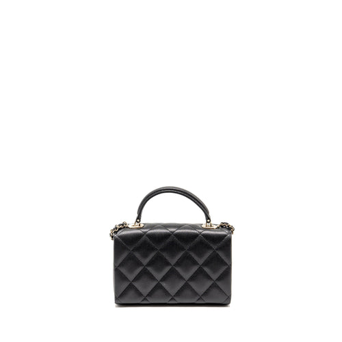 CHANEL TOP HANDLE QUILTED CC FLAP BAG CAVIAR BLACK LGHW (MICROCHIP)