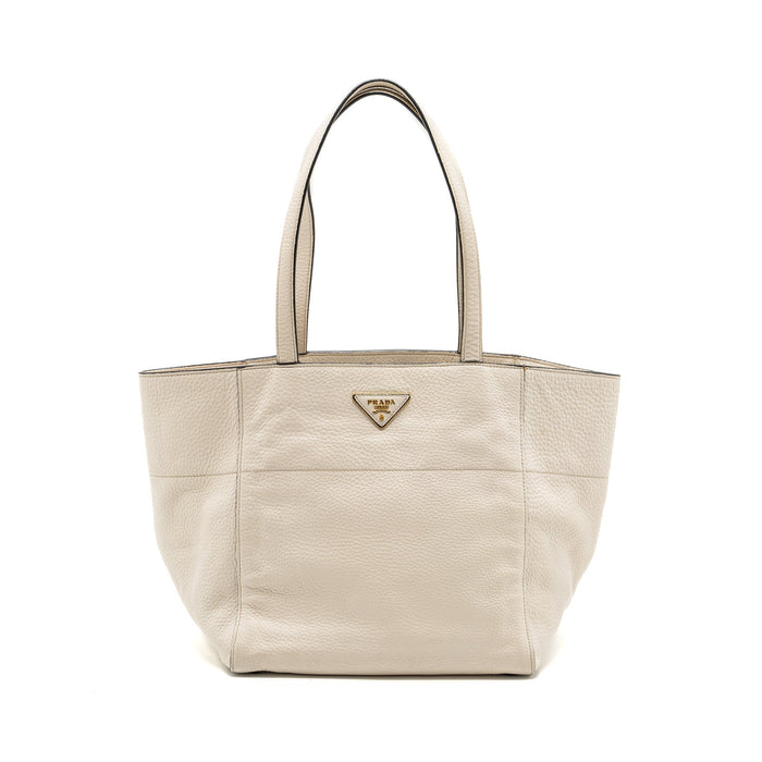 PRADA TOTE BAG CALFSKIN WHITE GHW