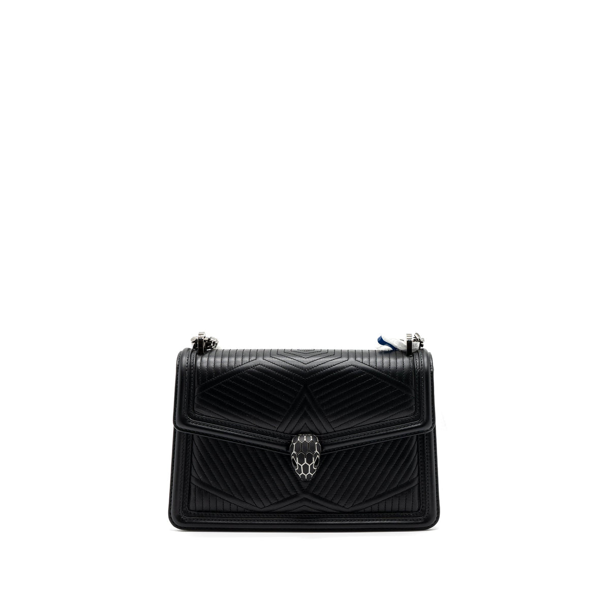 BVLGARI SERPENTI FOREVER FLAP BAG CALFSKIN BLACK RUTHENIUM HARDWARE