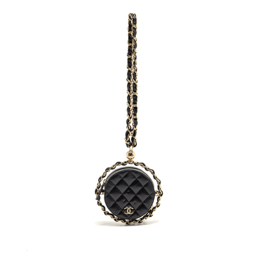 CHANEL 22C ROUND CLUTCH WITH CHAIN LAMBSKIN BLACK LGHW