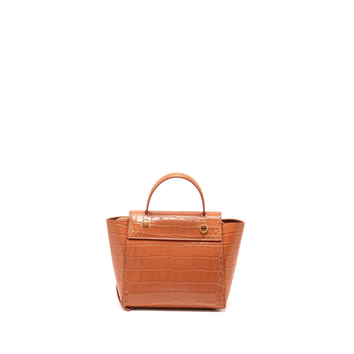 CELINE NANO BELT BAG CROC EMBOSSED CALFSKIN LYCHEE PINK GHW