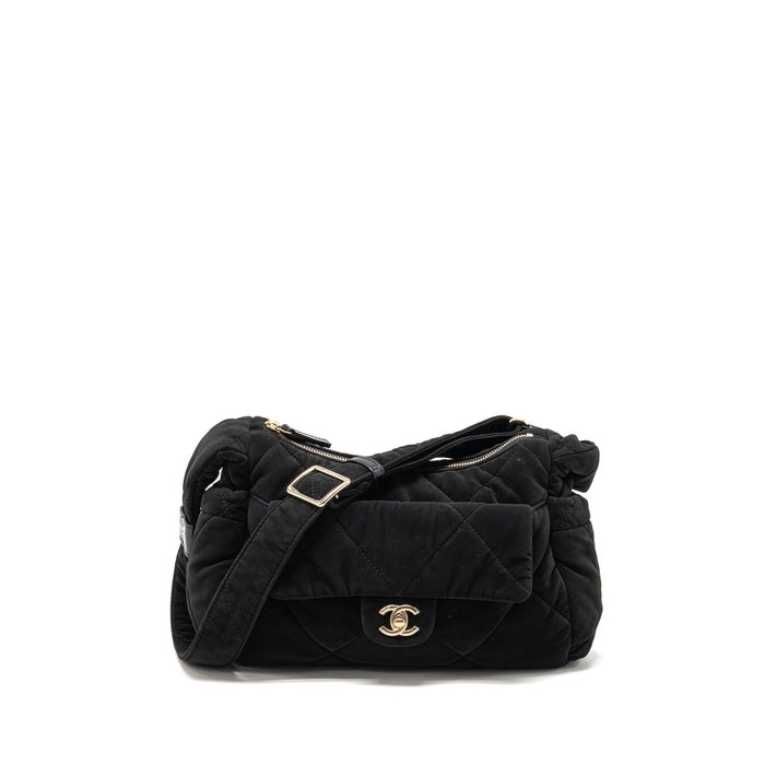 CHANEL 25N SKI SERIES COCONEIGE SHOULDER BAG NYLON BLACK LGHW (MICROCHIP)