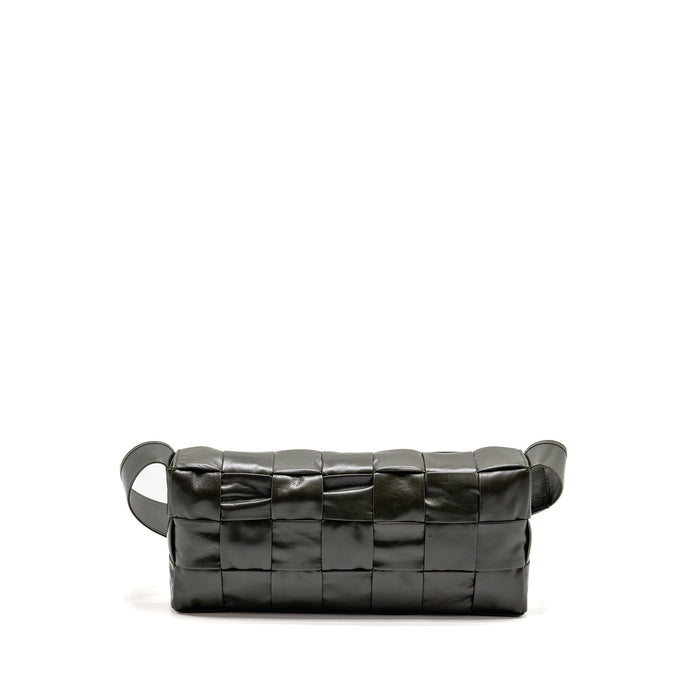 BOTTEGA VENETA CASSETTE CROSSBODY BAG LAMBSKIN DARK GREEN RUTHENIUM SHW