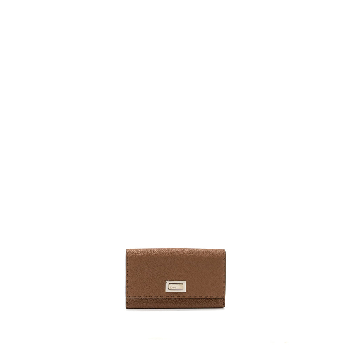 FENDI PEEKABOO CONTINENTAL WALLET WITH TOPSTITCHING LEATHER BROWN SHW