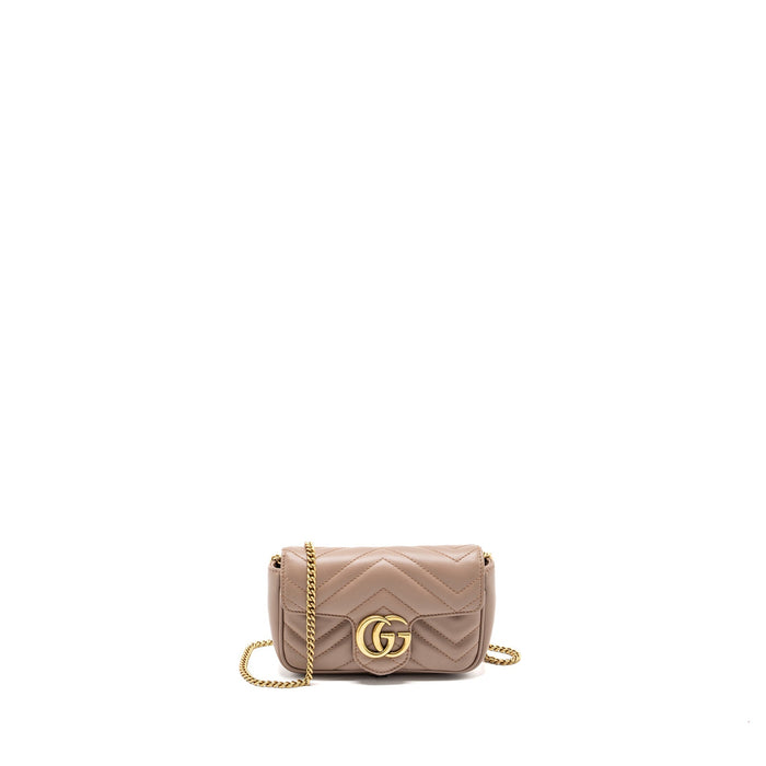 GUCCI SUPER MINI GG MARMONT CALFSKIN BEIGE GHW