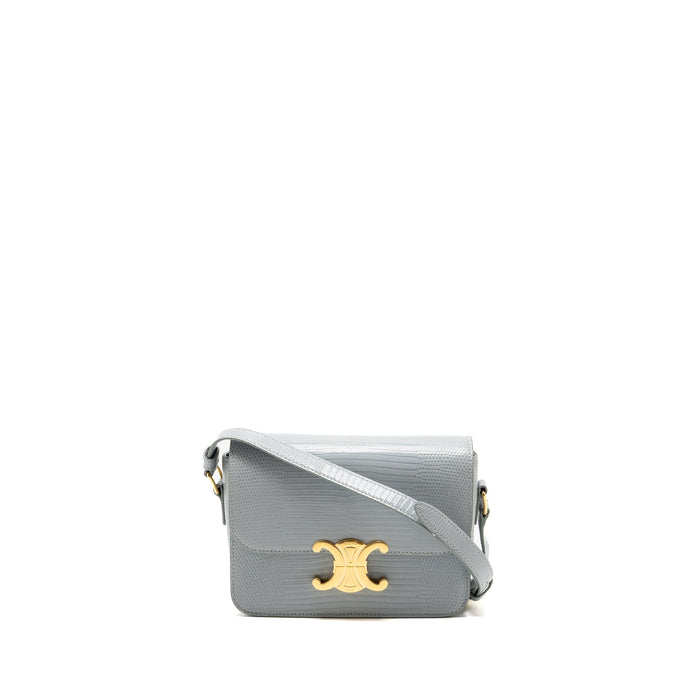 CELINE TEEN TRIOMPHE BAG LIZARD CLOUDY GREY GHW