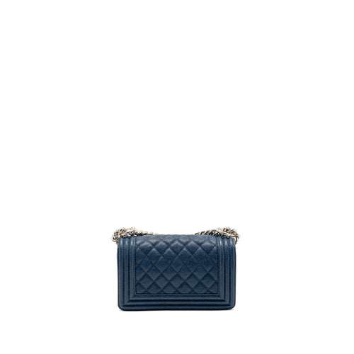 CHANEL SMALL BOY BAG CAVIAR NAVY SHW