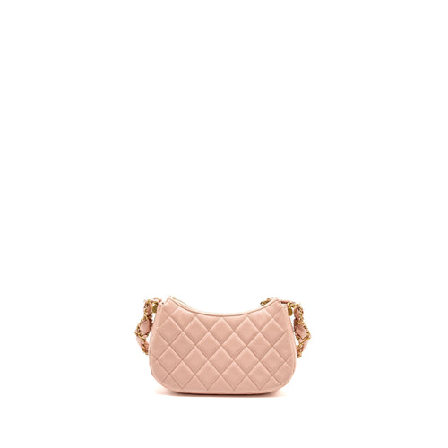 CHANEL 23K SMALL HOBO BAG CALFSKIN PINK GHW (MICROCHIP)