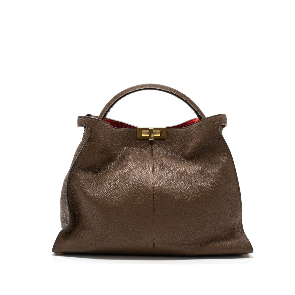 FENDI PEEKABOO X-LITE ROMA AMOR HANDLE BAG CALFSKIN BROWN/PINK/RED GHW