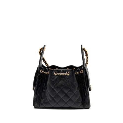 CHANEL SMALL 25 HANDBAG GRAINED CALFSKIN BLACK GHW (MICROCHIP)