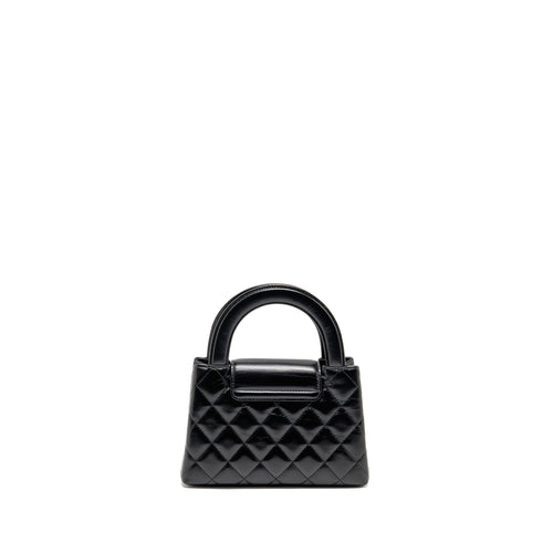 CHANEL MINI KELLY SHOPPING TOTE BAG CALFSKIN BLACK GHW (MICROCHIP)