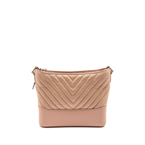 CHANEL CHEVRON GABRIELLE HOBO BAG CALFSKIN PINK BEIGE MULTICOLOUR HARDWARE