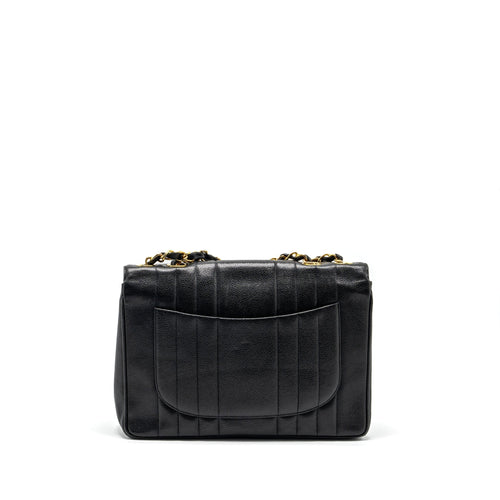 CHANEL VINTAGE VERTICAL JUMBO FLAP BAG CAVIAR BLACK GHW