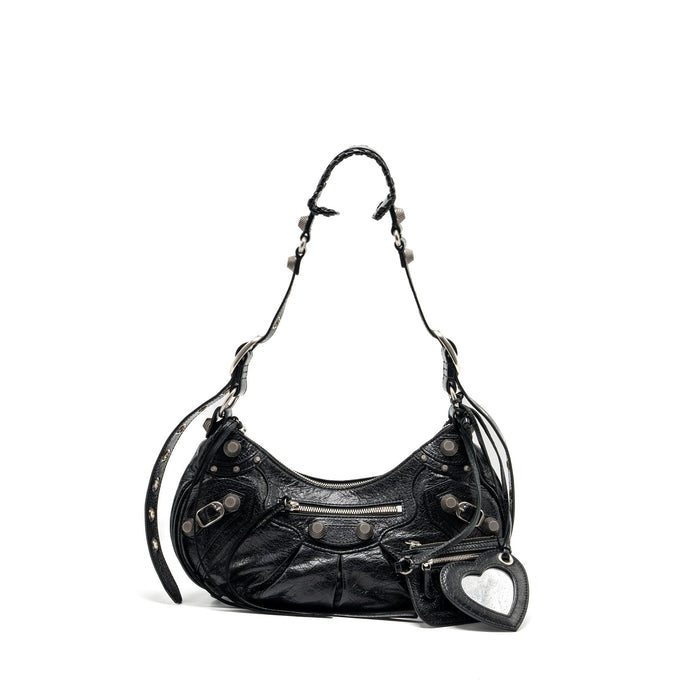 BALENCIAGA LE CARGOLE SMALL SHOULDER BAG LAMBSKIN BLACK SHW