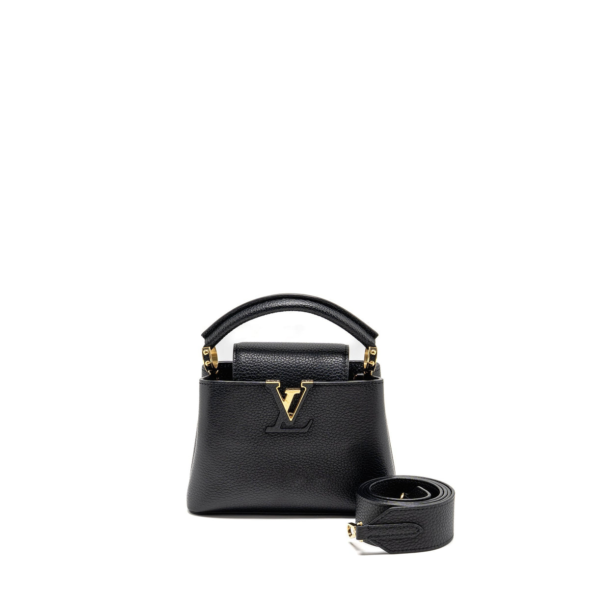 LOUIS VUITTON CAPUCINES MINI TAURILLON BLACK GHW