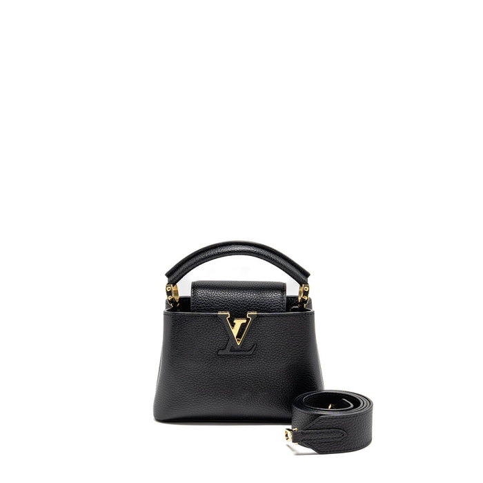 LOUIS VUITTON CAPUCINES MINI TAURILLON BLACK GHW