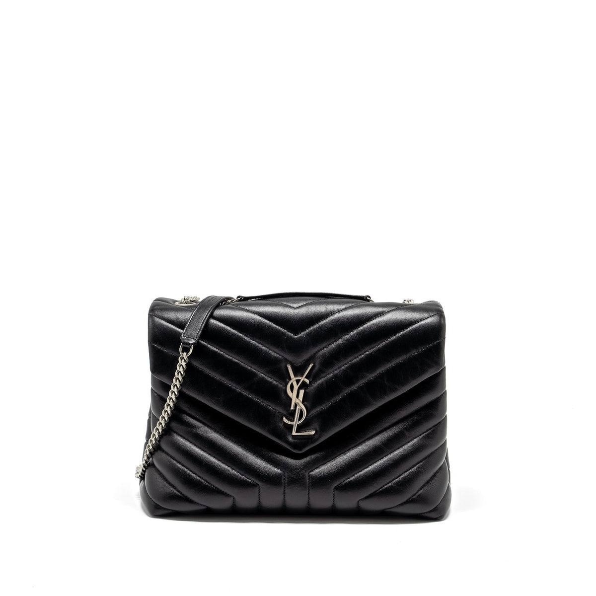 SAINT LAURENT /YSL MEDIUM LOU LOU BAG CALFSKIN BLACK RUTHENIUM HARDWARE