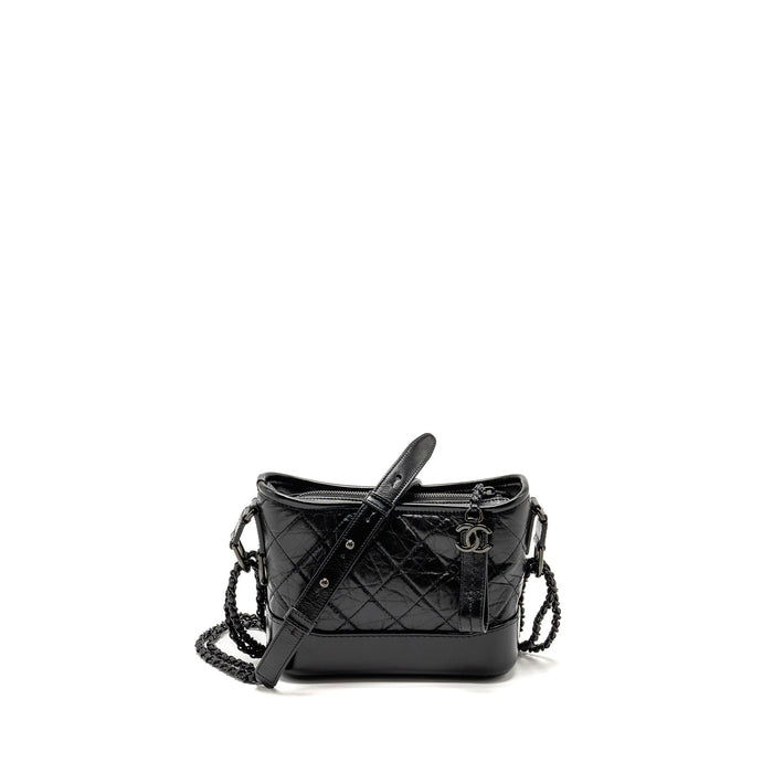 CHANEL SMALL GABRIELLE HOBO BAG AGED CALFSKIN SO BLACK