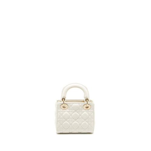 DIOR MINI LADY DIOR LAMBSKIN WHITE LGHW