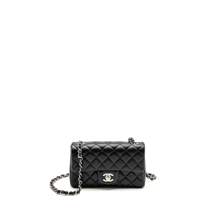 CHANEL MINI RECTANGULAR FLAP BAG LAMBSKIN BLACK SHW (MICROCHIP)