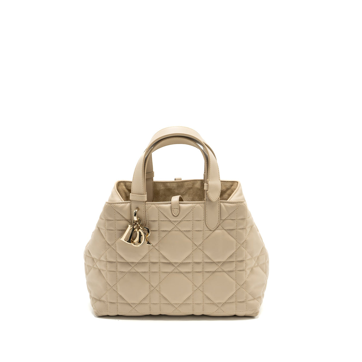DIOR MEDIUM DIOR TOUJOURS TOTE BAG CALFSKIN POWDER BEIGE LGHW