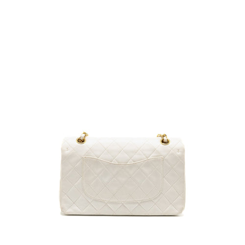CHANEL VINTAGE MEDIUM CLASSIC DOUBLE FLAP BAG WHITE LAMBSKIN GHW
