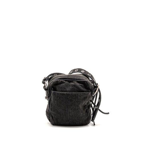 BALENCIAGA LE CAGOLE CROSSBODY BAG DENIM BLACK SHW