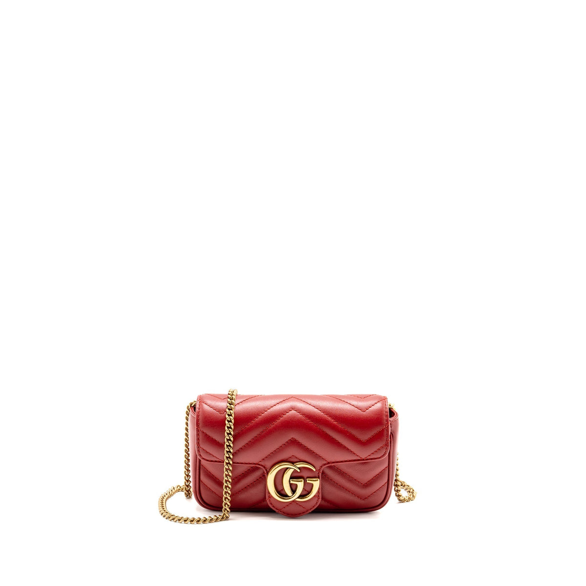 GUCCI GG MARMONT MINI BAG CALFSKIN RED BRUSHED GHW