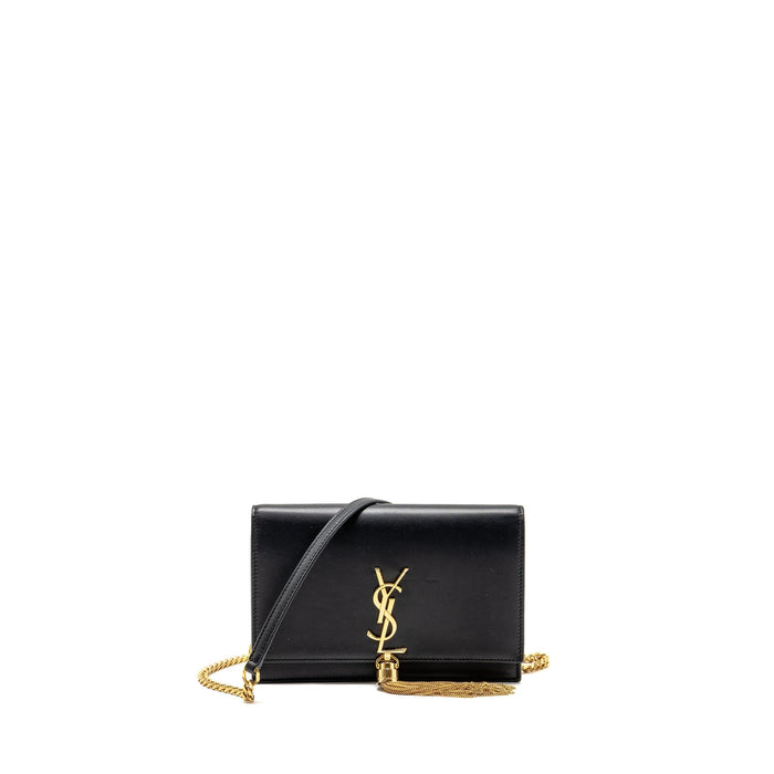 SAINT LAURENT/YSL SMALL TASSEL KATE BAG CALFSKIN BLACK GHW