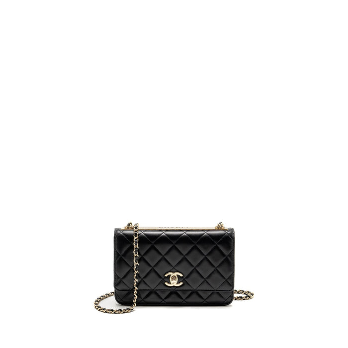 CHANEL TRENDY CC WALLET ON CHAIN LAMBSKIN BLACK LGHW (MICROCHIP)