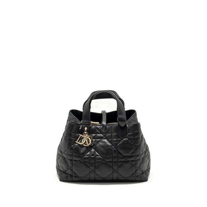 DIOR MEDIUM TOUJOURS BAG MACROCANNAGE CALFSKIN BLACK LGHW