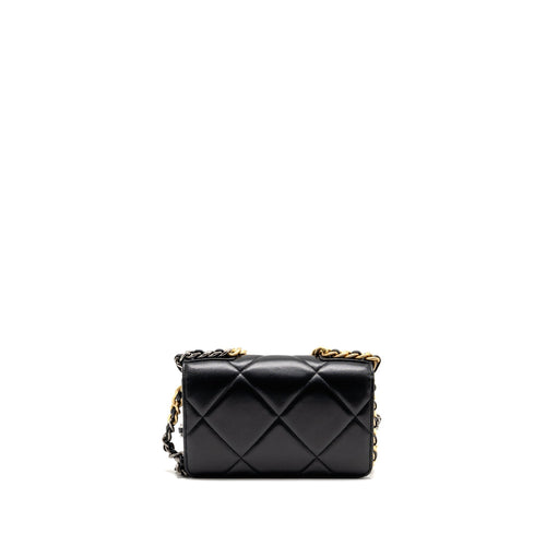 CHANEL 19 WALLET ON CHAIN LAMBSKIN BLACK MULTICOLOUR HARDWARE