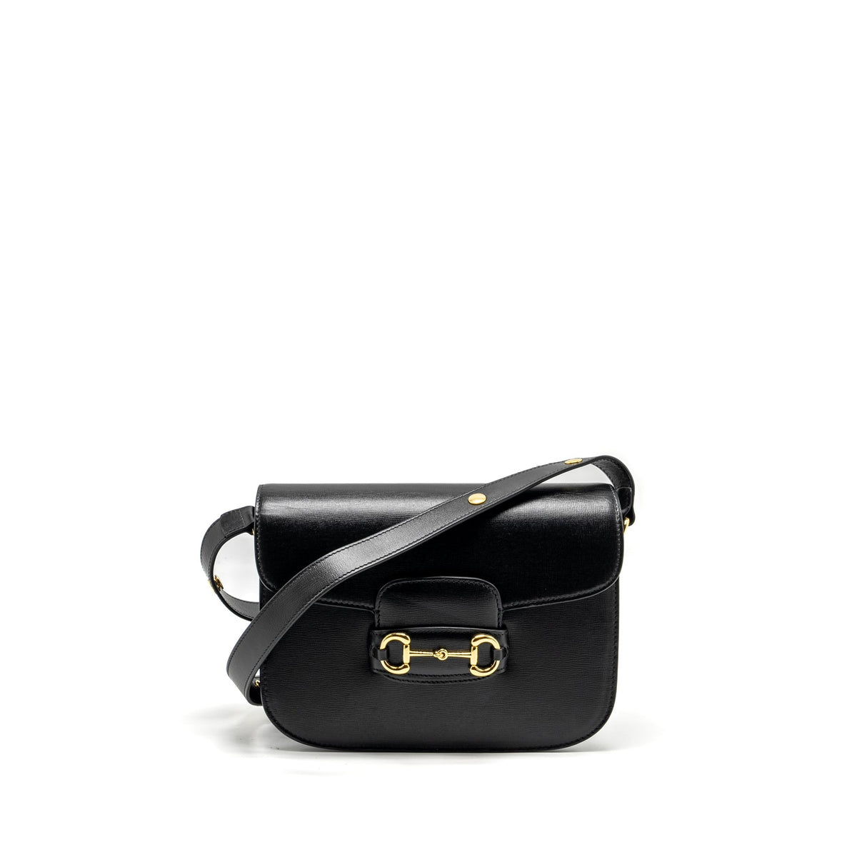 GUCCI HORSEBIT 1955 SHOULDER BAG CALFSKIN BLACK GHW