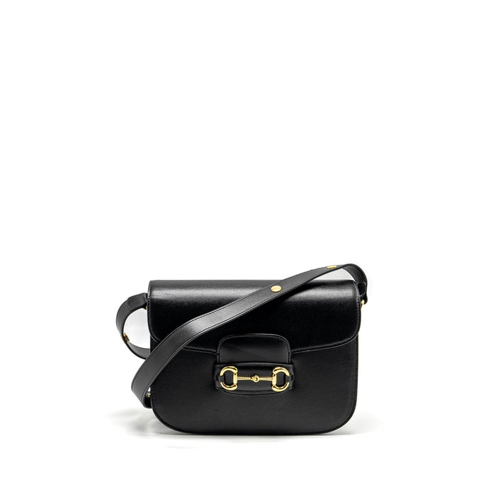 GUCCI HORSEBIT 1955 SHOULDER BAG CALFSKIN BLACK GHW
