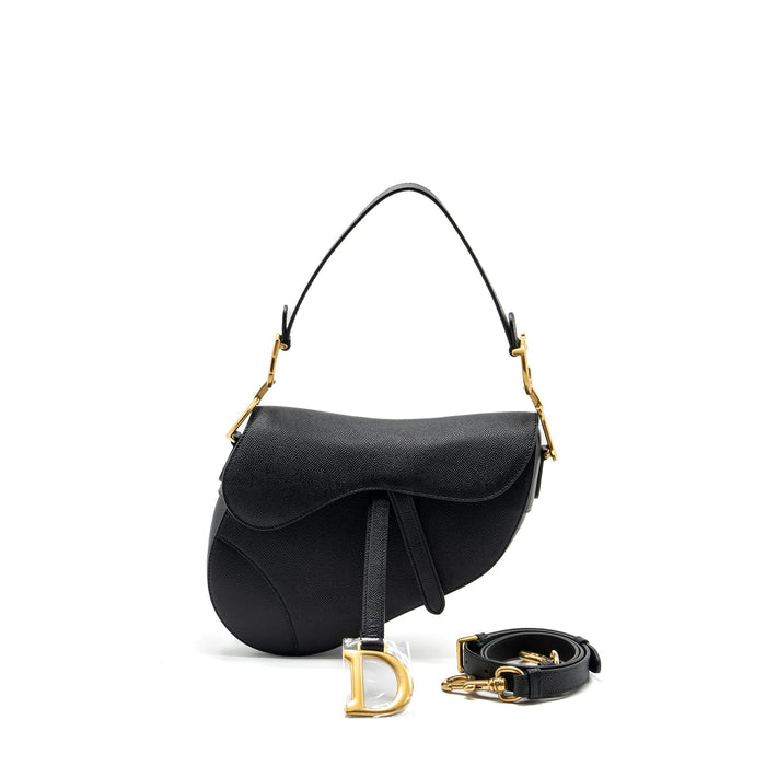 DIOR MEDIUM SADDLE BAG WITH STRAP CALFSKIN BLACK GHW