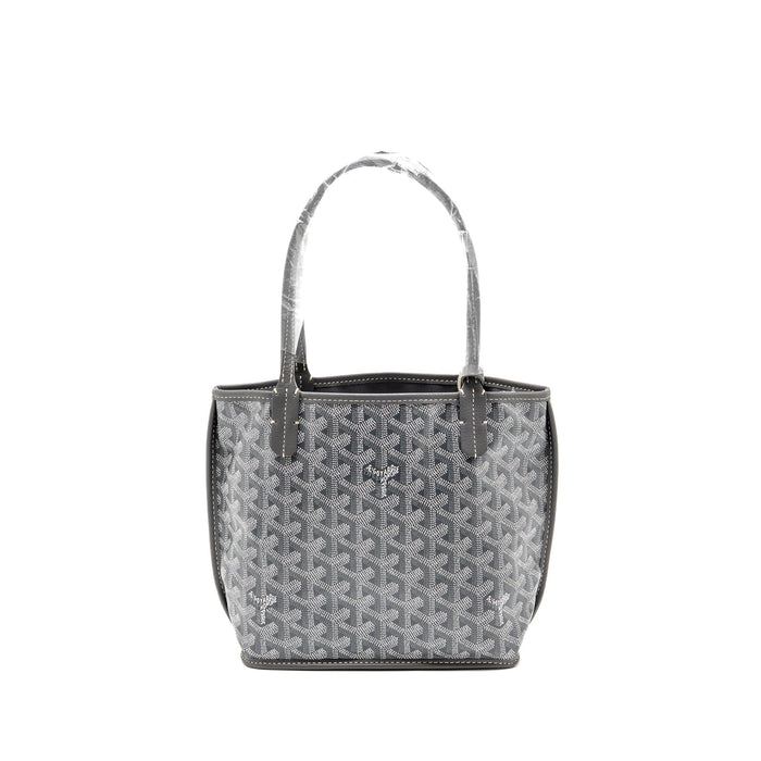 GOYARD MINI ANJOU TOTE BAG GOYARDINE CANVAS GREY SHW