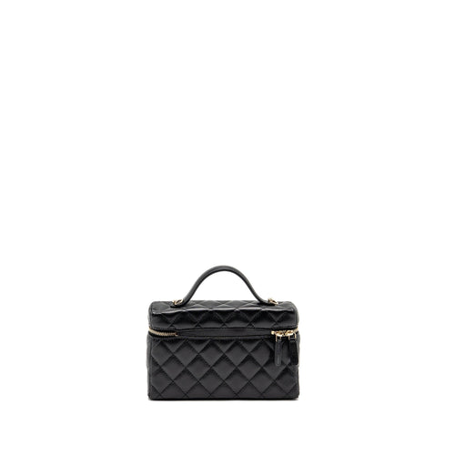 CHANEL 25P CC TOP HANDLE VANITY WITH CHAIN CAVIAR BLACK LGHW (MICROCHIP)