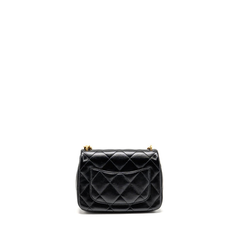 CHANEL COCO LOVE FLAP BAG ADJUSTABLE CHAIN LAMBSKIN BLACK GHW (MICROCHIP)