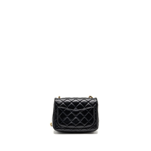 CHANEL PEARL CRUSH MINI SQUARE LAMBSKIN BLACK GHW