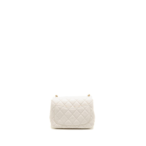 CHANEL PEARL CRUSH MINI SQUARE FLAP BAG LAMBSKIN WHITE GHW (MICROCHIP)