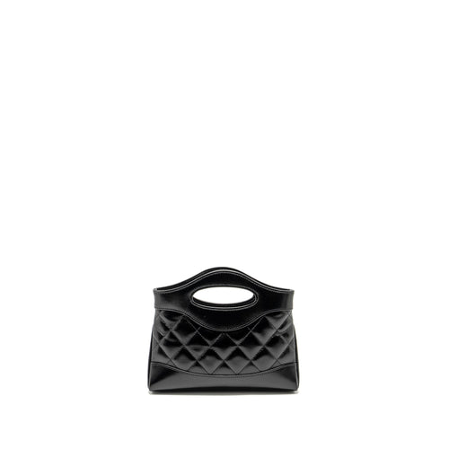 CHANEL MINI 31 CLUTCH WITH CHAIN SHINY LAMBSKIN BLACK LGHW (MICROCHIP)
