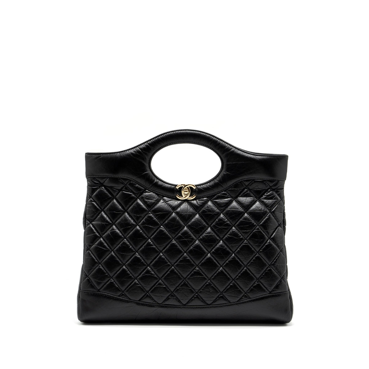 CHANEL LARGE 31 BAG AGED CALFSKIN BLACK LGHW (MICROCHIP)