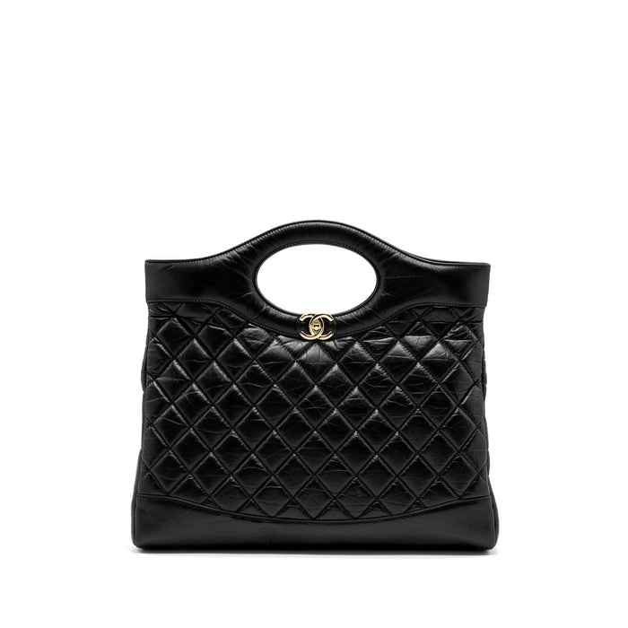 CHANEL LARGE 31 BAG AGED CALFSKIN BLACK LGHW (MICROCHIP)