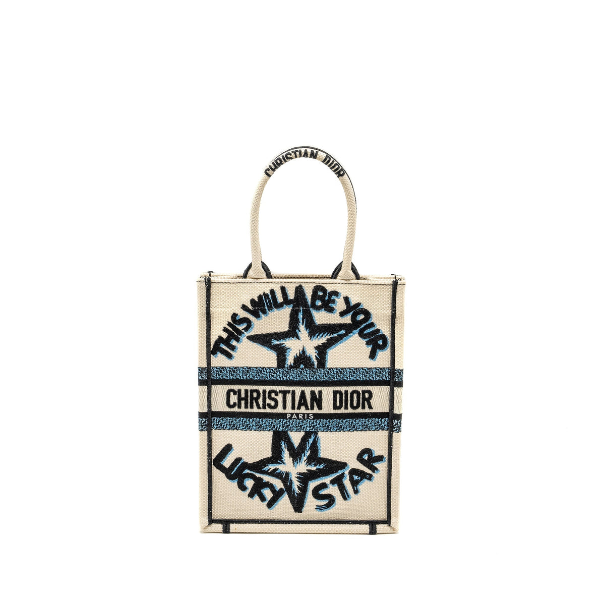 DIOR VERTICAL BOOKTOTE LUCKY STAR EMBROIDERY WHITE/MULTICOLOUR