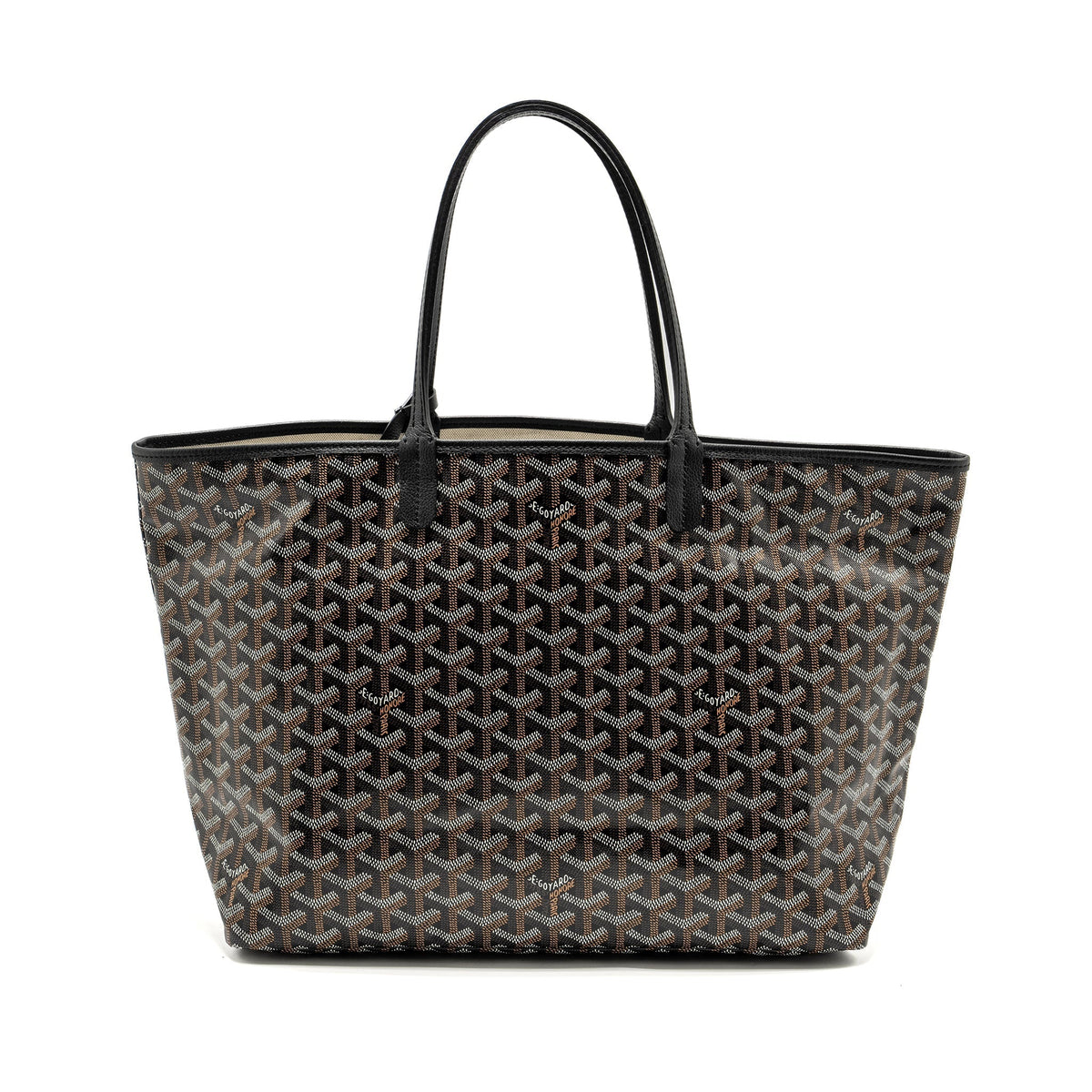 GOYARD SAINT LOUIS PM TOTE BAG GOYARDINE CANVAS / CALFSKIN BLACK SHW