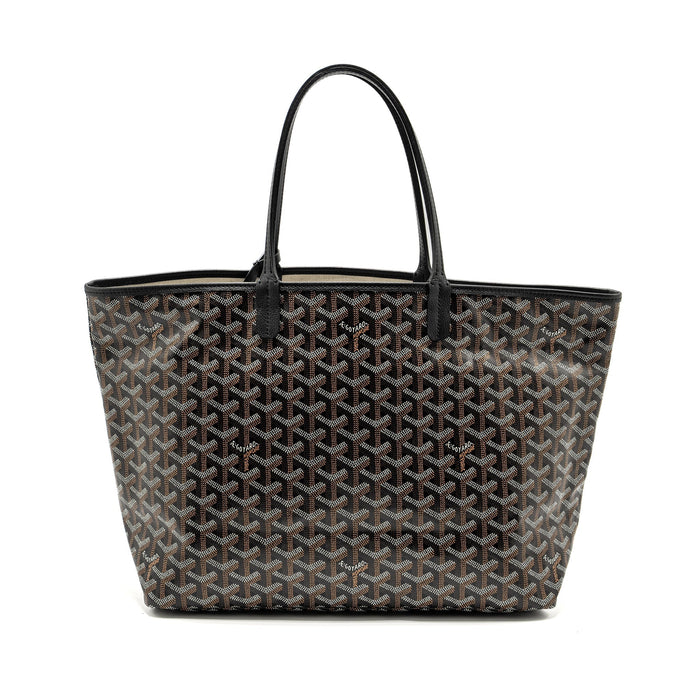 GOYARD SAINT LOUIS PM TOTE BAG GOYARDINE CANVAS / CALFSKIN BLACK SHW